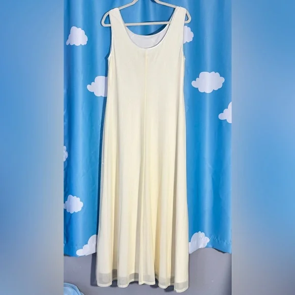 Vintage 90s Blushe Spiegel Embroidered Maxi Dress Size 14 Yellow Sheer Boho Y2K - Picture 5 of 10